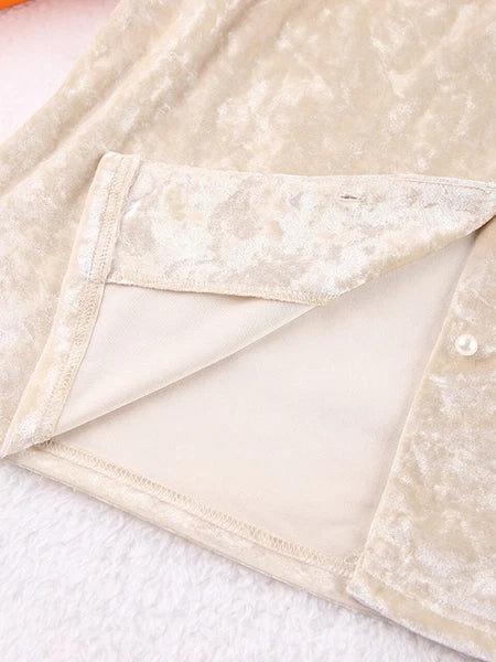 2023 Velvet lapel pajamas long sleeved women's set knitted pants set