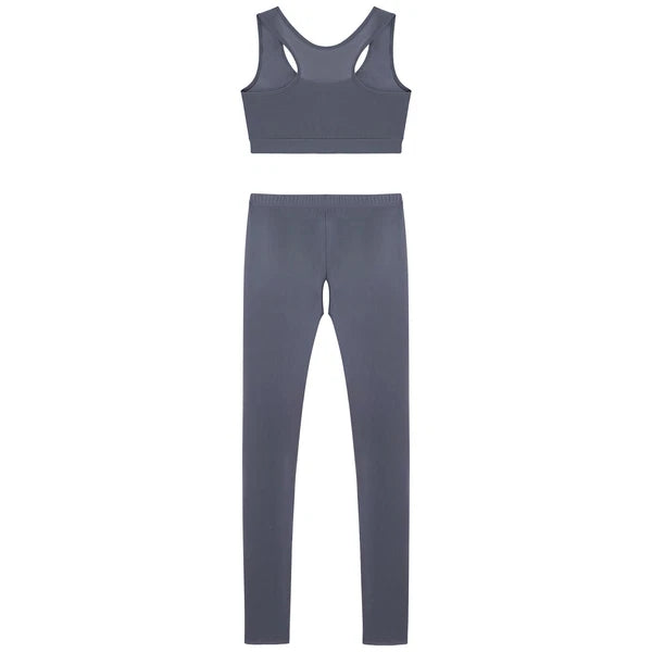 Women 2pcs Lingerie Set Sleeveless Crop Top High Waist Crotchless Leggings Pants