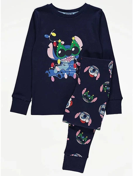 Christmas Family Matching Disney Lilo & Stitch Ohana Navy Blue Pyjamas George