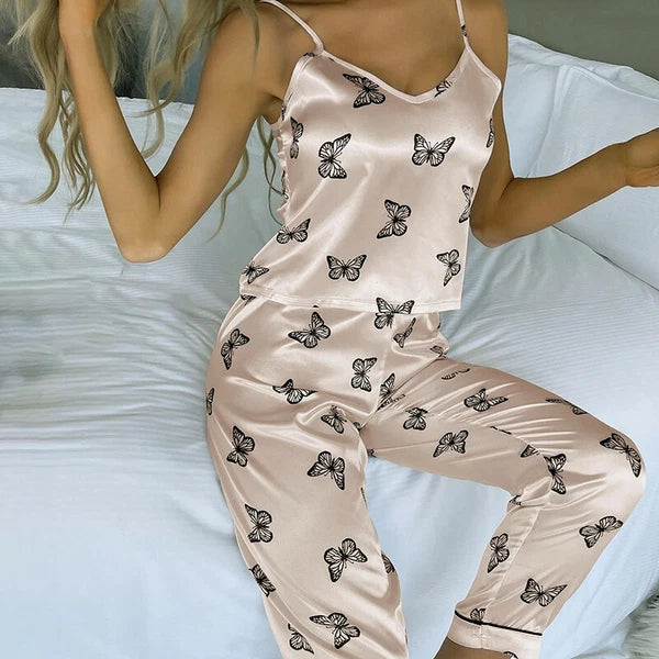 Women Silk Satin Pajamas Pj Cami Vest Set Soft Nightwear Sleepwear Sexy Lingerie