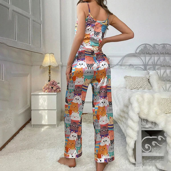 Women Silk Satin Pajamas Pj Cami Vest Set Soft Nightwear Sleepwear Sexy Lingerie