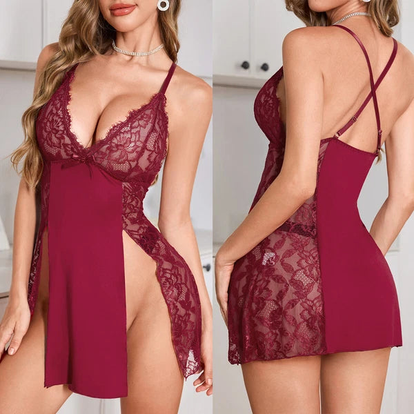 Sexy Women's Lingerie Floral Lace Sleepwear Underwear Dress See-Thru Babydoll US