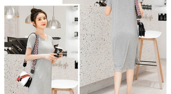 Women's Summer Modal Cotton Dress - Loose Plus Size Loungewear Nightwear Dress