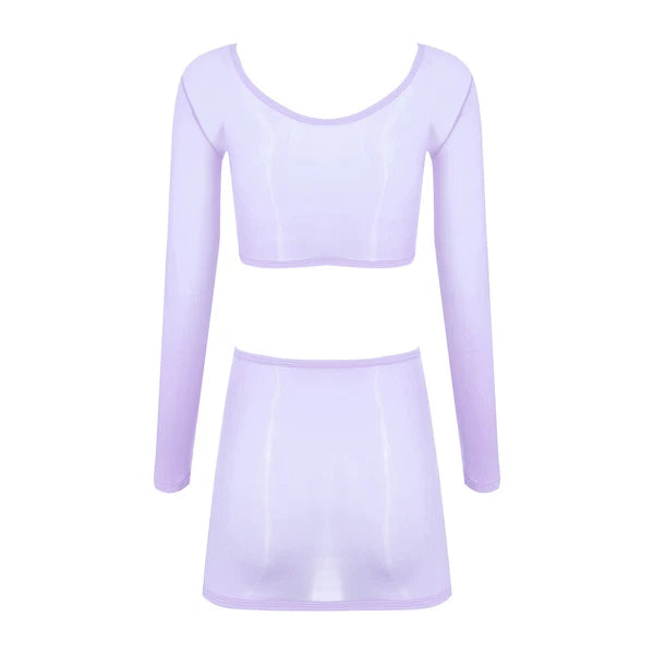 Womens Nightwear Bodycon Clubwear Nylon Outfits Perspective Crop Top Silky Mini