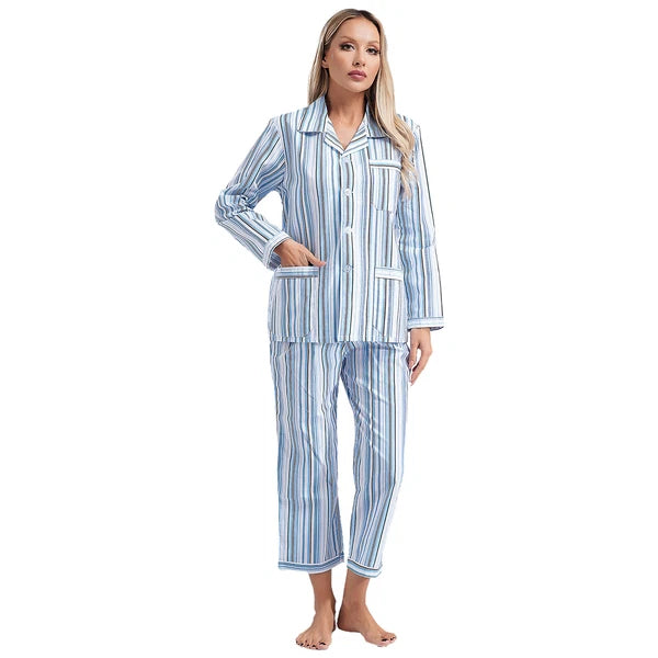 Womens Sleepwear Casual Loungewear Multiple Pockets Pajama Set Button Down Soft