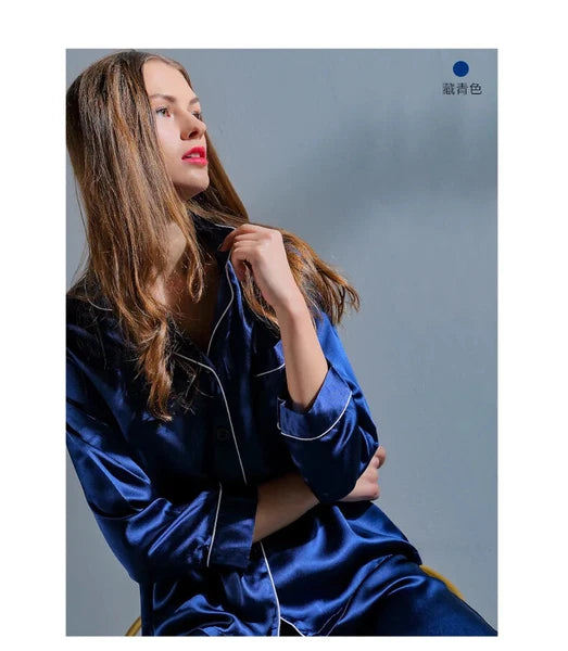 Pajamas Women Summer Autumn Spring Winter Long-sleeved Two-piece Set Sleepwear