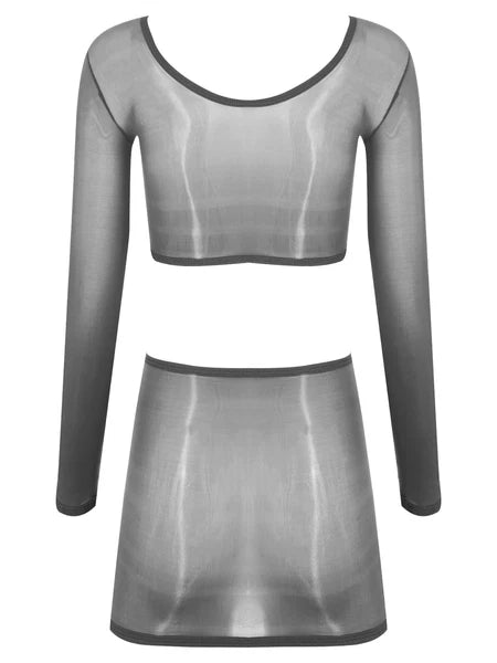 Womens Outfits Breathable Clubwear Long Sleeve Nightwear Nylon Lingerie Silky