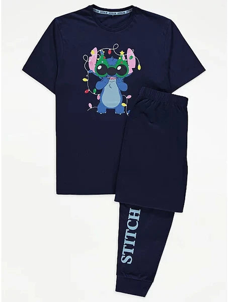 Christmas Family Matching Disney Lilo & Stitch Ohana Navy Blue Pyjamas George