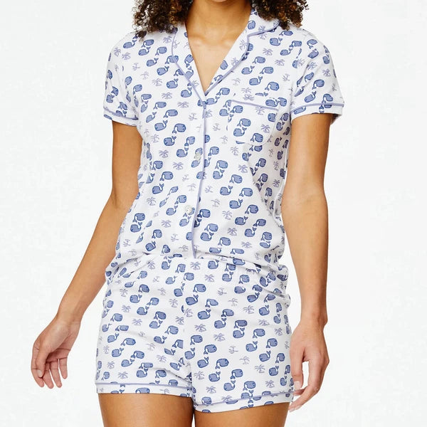 Womens Cute Roller Rabbit Pajamas Monkey Print Sleep Pajama Shorts Set for Women