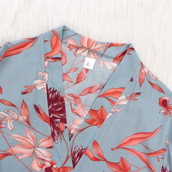 3PC Women Night Dress Silk-Cotton Pajama Sleepwear Long Robes Nightwear Gown Set