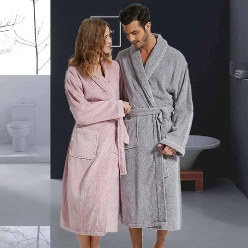 Women Bathrobe Long Cotton Warm Nightgown  Towel Bathrobe  Plus Size Pajamas