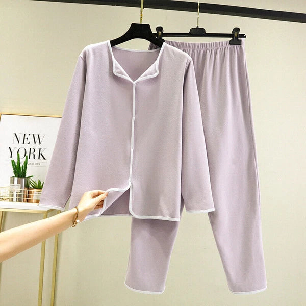Homewear Spring New Casual Pijama Loose Nightwear Modal Pajamas Set Trouser Suit