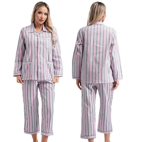 Womens Sleepwear Casual Loungewear Multiple Pockets Pajama Set Button Down Soft