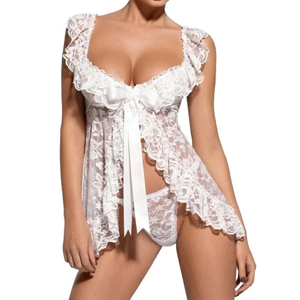 Women Sexy Lace Babydoll Lingerie G-String Thong Underwear Nightwear Sleepdress.