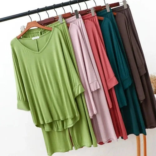 Loose Fat MM Homewear Casual Modal Cotton Spring Pajamas Long Sleeve Home Suit