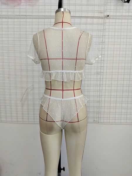 Sexy Lingerie Womens See Through Sheer Babydoll Sleepwear Nightwear Tops&Panties