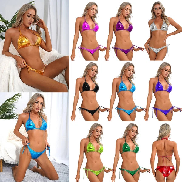 Women Satin Bikini Set Sleepwear Babydoll Pajamas Sleep Shirt Silk Nighty AU