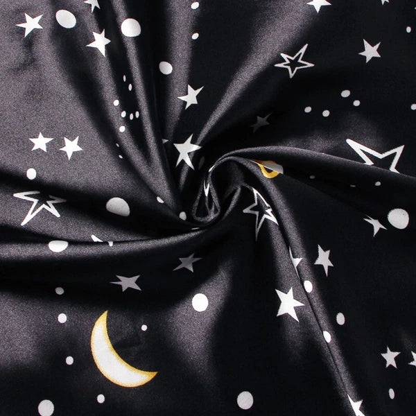 Women's Silk Satin Pajamas Set Short Sleeve Print Sleepwear Nightwear Pyjamas PJ