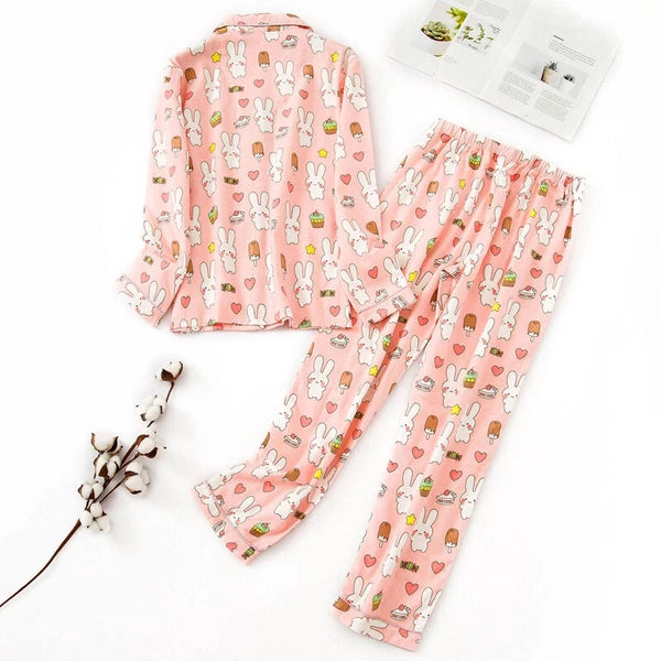 Ladies/Womens 100% Brushed Cotton Pyjamas Set Check Print Button Up Loungewear