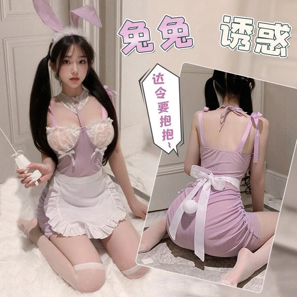 Sexy Womens Maid Uniform Sleepwear Costume Lingeries Dress Apron Nightwear