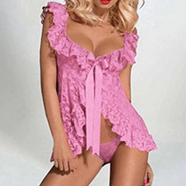 Women Sexy Lace Babydoll Lingerie G-String Thong Underwear Nightwear Sleepdress.