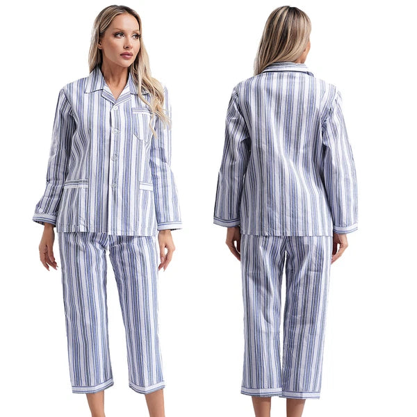 Womens Sleepwear Casual Loungewear Multiple Pockets Pajama Set Button Down Soft
