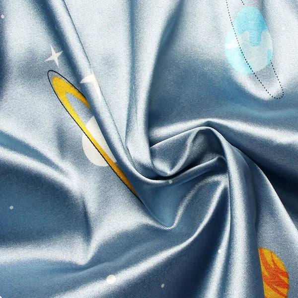 Women's Silk Satin Pajamas Set Short Sleeve Print Sleepwear Nightwear Pyjamas PJ