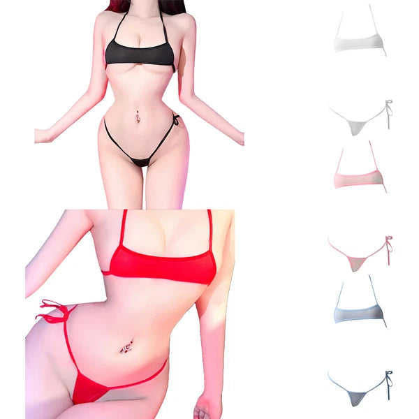 Womens Lingerie Set Crop Top Nightwear Teddy Babydoll Clubwear Sheer Swimsuit