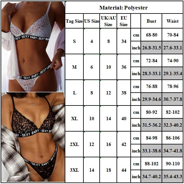 Women Sexy Lingerie Bra G String Thongs Underwear Nightwear Sleepwear Set Ladies