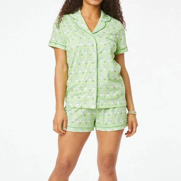 Womens Cute Roller Rabbit Pajamas Monkey Print Sleep Pajama Shorts Set for Women