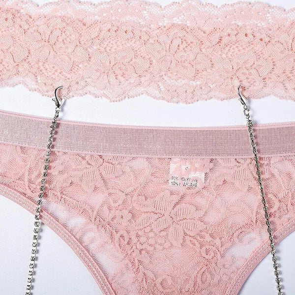 Pink-Women-Sexy-Lingerie-Sleepwear-Lace-Panties-Underwear-Nightwear-Babydoll-Set