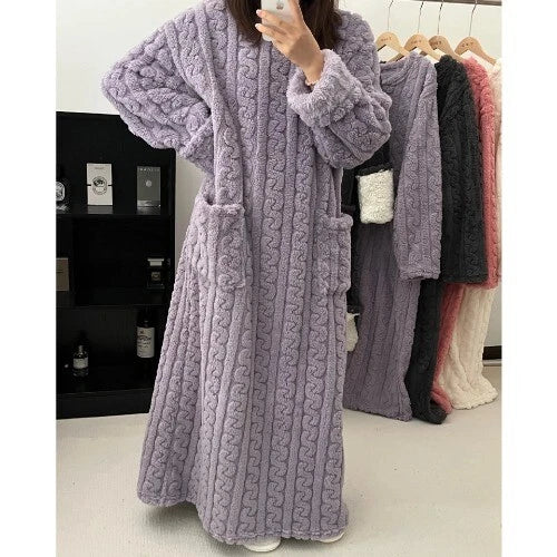 Bathrobe Women's Bathrobe Coral Padded Pajamas Dress Winter College Students