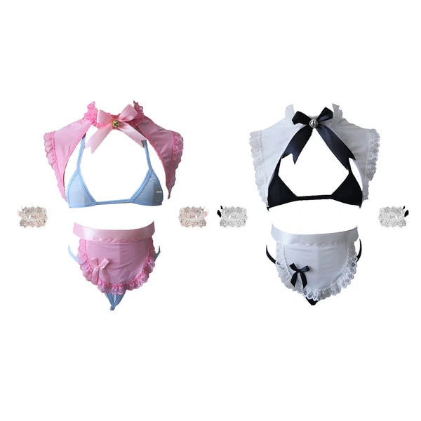 Women's Sexy Japanese Anime Maid Cosplay Costumes Teddy Lingerie Set Nightwear