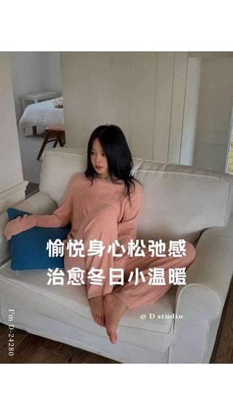 Pajamas Sets Women's Color Yarn Homewear Casual Suit Two-piece Sleep Top+pants