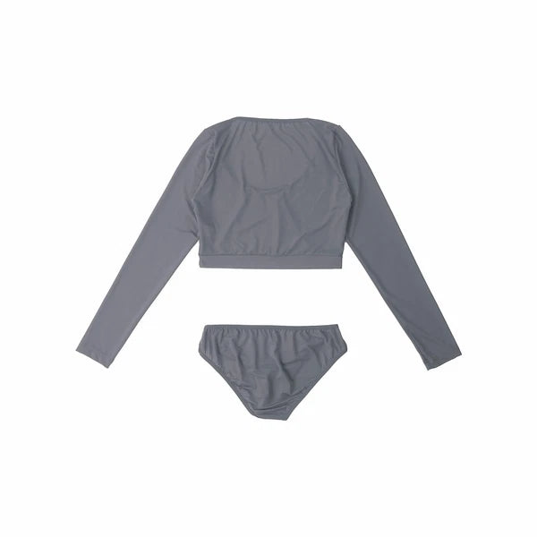 Womens Two-piece Underwear Lingerie Babydoll Long Sleeve Crop Top Brief Clubwear