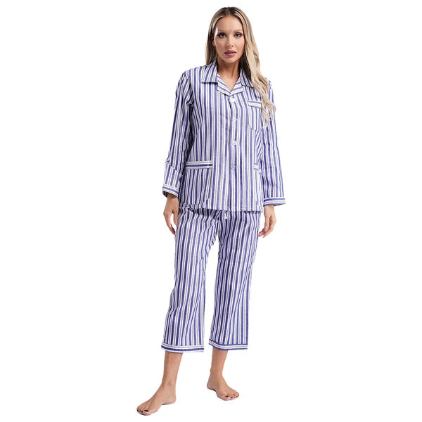 Womens Sleepwear Casual Loungewear Multiple Pockets Pajama Set Button Down Soft