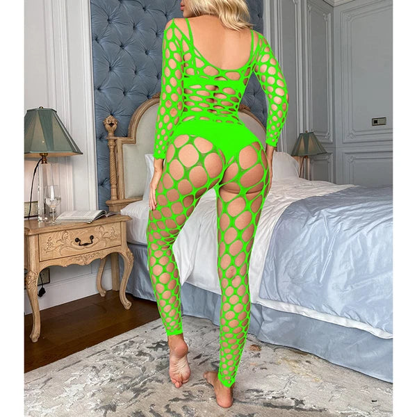 Womens Lingerie Sets Hollow Out See-Through Fishnet Nightwear Crop Top Leggings