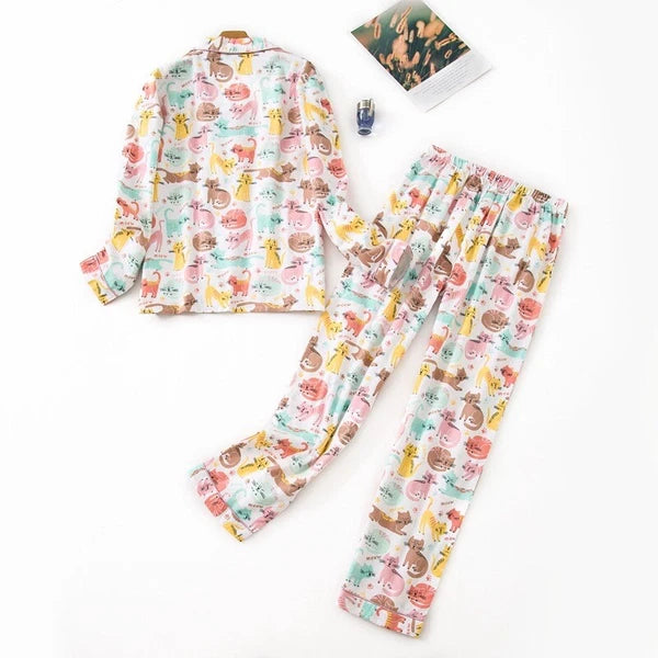 Ladies/Womens 100% Brushed Cotton Pyjamas Set Check Print Button Up Loungewear