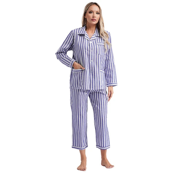 Womens Sleepwear Casual Loungewear Multiple Pockets Pajama Set Button Down Soft