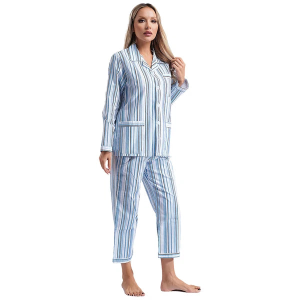 Womens Sleepwear Casual Loungewear Multiple Pockets Pajama Set Button Down Soft