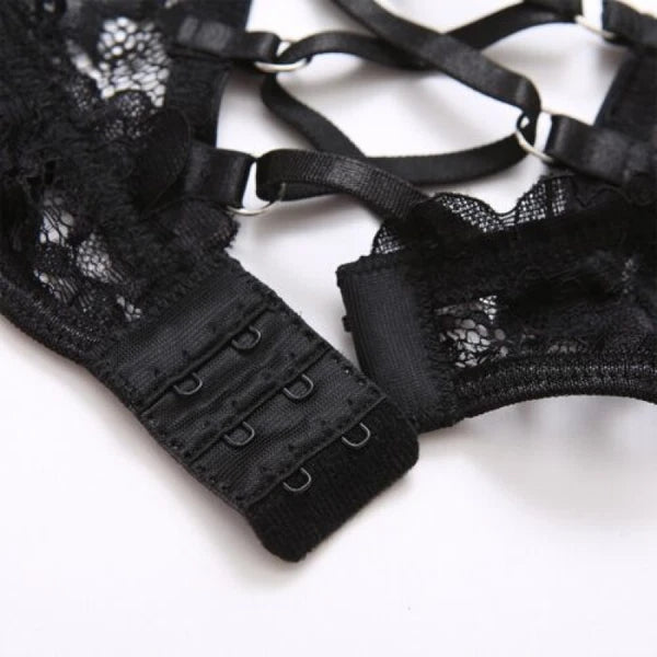 Sexy Women Lingerie Flower Lace Bra Panties Garter Belt Underwear Nightwear Set
