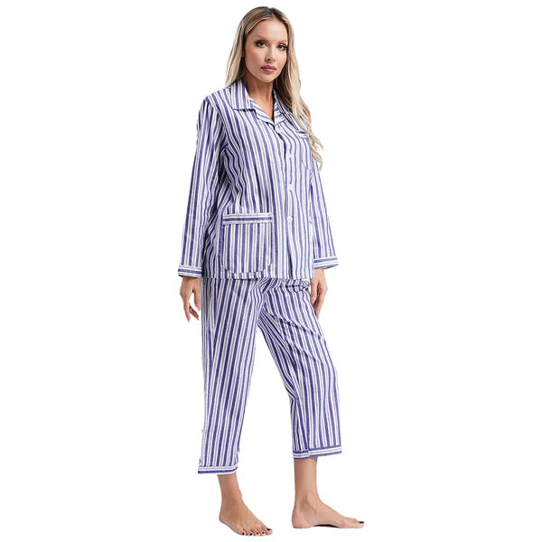 Womens Sleepwear Casual Loungewear Multiple Pockets Pajama Set Button Down Soft