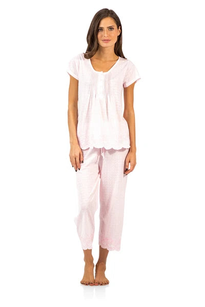 Casual Nights Women's Short Sleeve Floral Capri Pajama Set