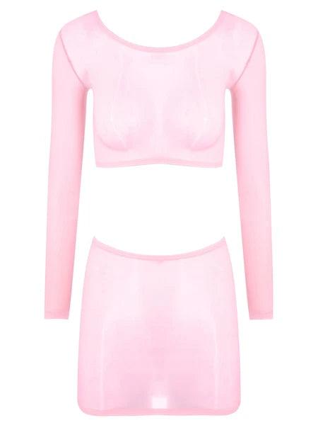 Womens Nightwear Bodycon Clubwear Nylon Outfits Perspective Crop Top Silky Mini