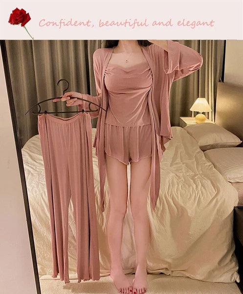 2023 Pajamas Women's 4/3 Piece Sexy Pajamas Underwear Chest Pad Set