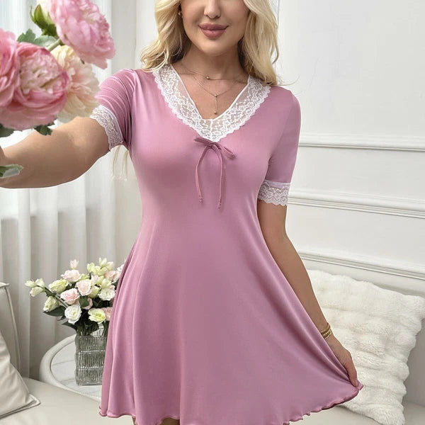 Pink-Women-Sexy-Lingerie-Sleepwear-Lace-Panties-Underwear-Nightwear-Babydoll-Set