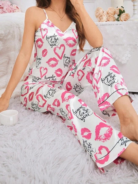 Women Silk Satin Pajamas Pj Cami Vest Set Soft Nightwear Sleepwear Sexy Lingerie