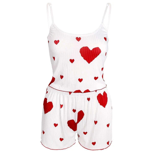 2PCS Summer Pjs Set Women Lovely Nightwear Sleepwear Cami Top + Short Pajama Set