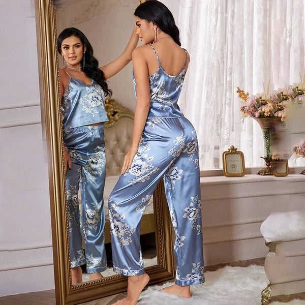 Women Silk Satin Pajamas Pj Cami Vest Set Soft Nightwear Sleepwear Sexy Lingerie
