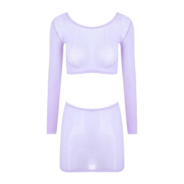 Womens Nightwear Bodycon Clubwear Nylon Outfits Perspective Crop Top Silky Mini